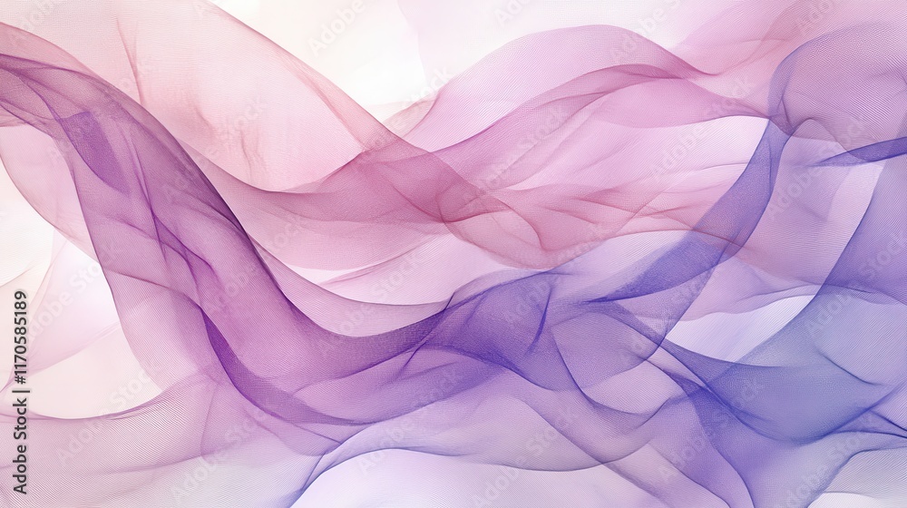 Fototapeta premium Abstract design featuring flowing pencil strokes in soft purple and pink hues on a light background