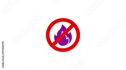 no fire sign animation.4K Video motion Animation. photo