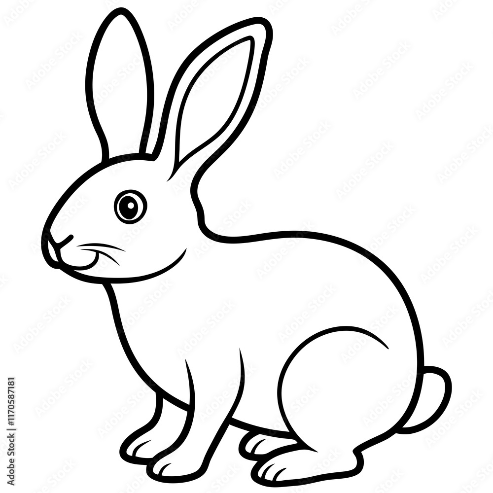 Cute Silhouette of a bunny line art vector cartoon illustration Cute Silhouette of a bunny line art vector cartoon illustration