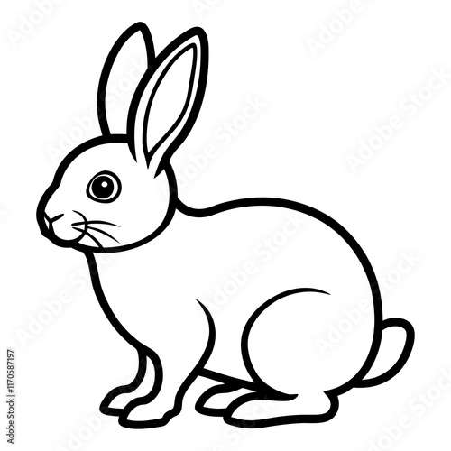 Cute Silhouette of a bunny line art vector cartoon illustration