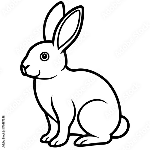 Cute Silhouette of a Bunny line art vector cartoon illustration