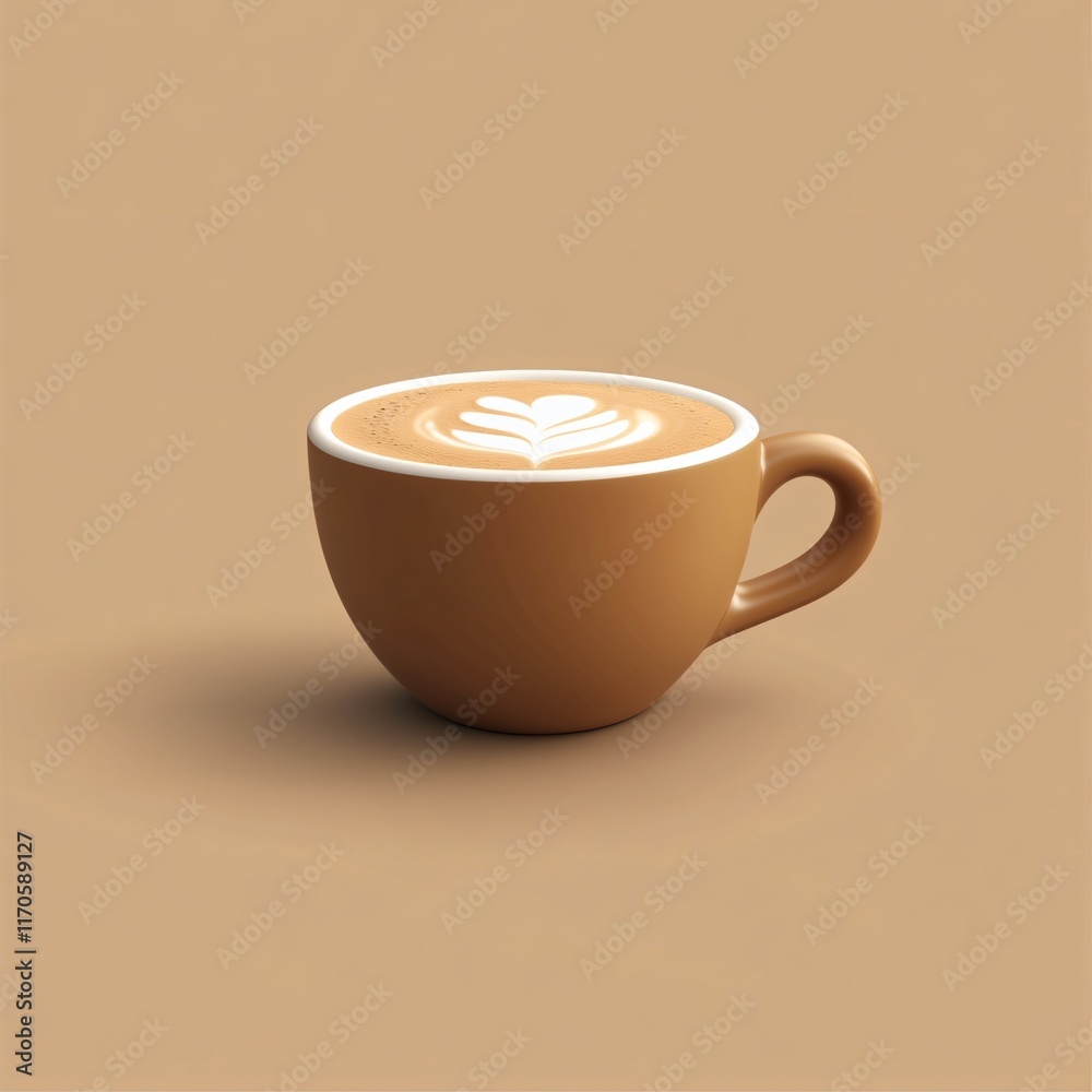 3D Coffee Mug with Latte Art in Minimalist Style 3D Coffee Mug with Latte Art in Minimalist Style