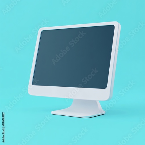 Modern White Computer Monitor Icon, Clean Design photo