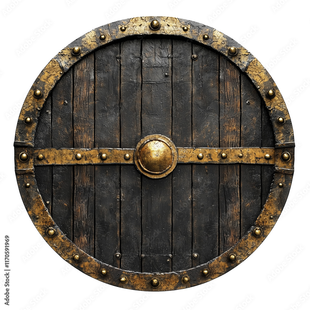 Fototapeta premium isolated round medieval vikings wooden shield