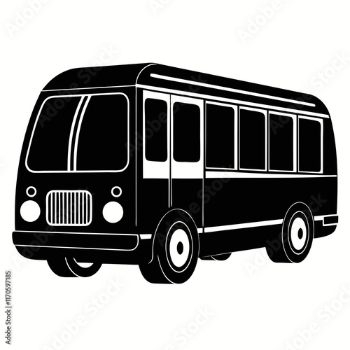 Electric Bus Silhouette Vector Art