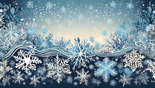 Decorative Winter Border with Snowflakes A Beautiful and Elegant Design for Holiday Cards, Invitations, and Seasonal Decorations to Enhance Your WinterThemed Projects. photo