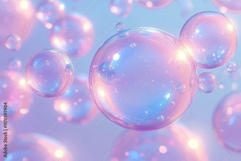 Translucent Bubble Background Illustration Soft Pastel Colors Dreamy Light and Shadow