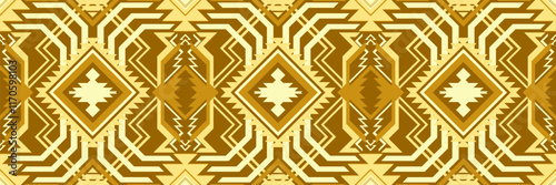 Intricate golden Aztec motifs, luxurious throne decoration, seamless tribal patterns