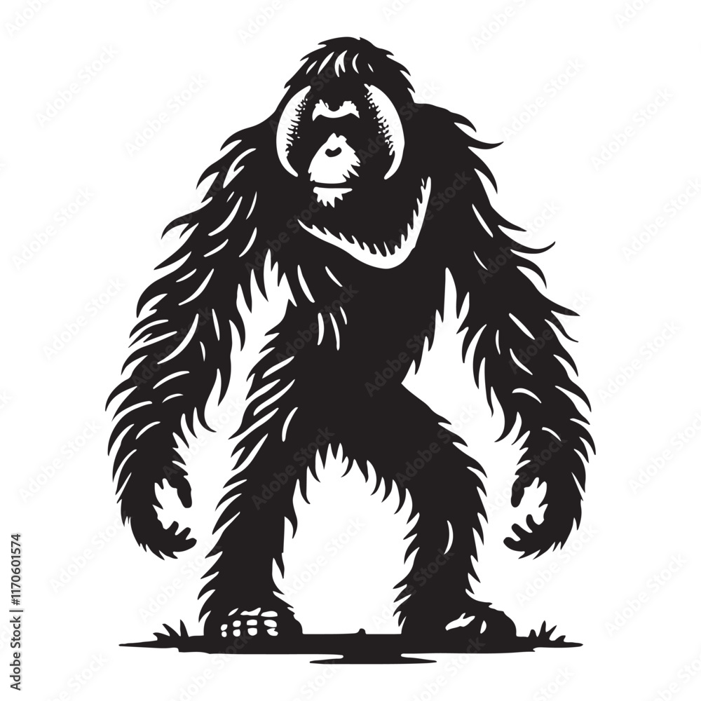 Obraz premium Stylish orangutan silhouette for modern creative applications - Orangutan illustration - minimallest orangutan vector 