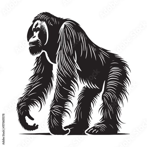 Minimalistic orangutan silhouette for versatile digital projects - Orangutan black vector
 photo