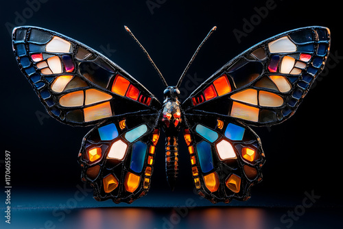 Multicolored Stained-Glass Butterfly Model