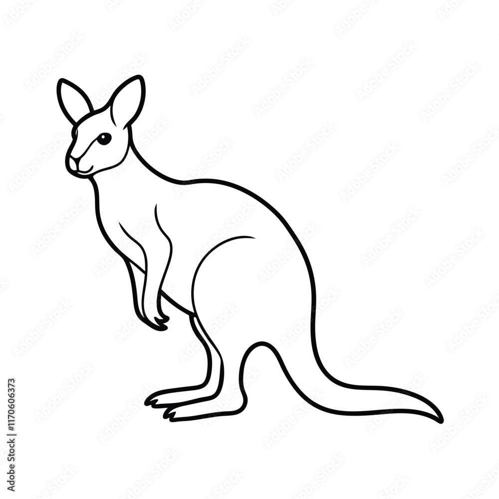 Energetic kangaroo illustration in line art style on a white background Energetic kangaroo illustration in line art style on a white background