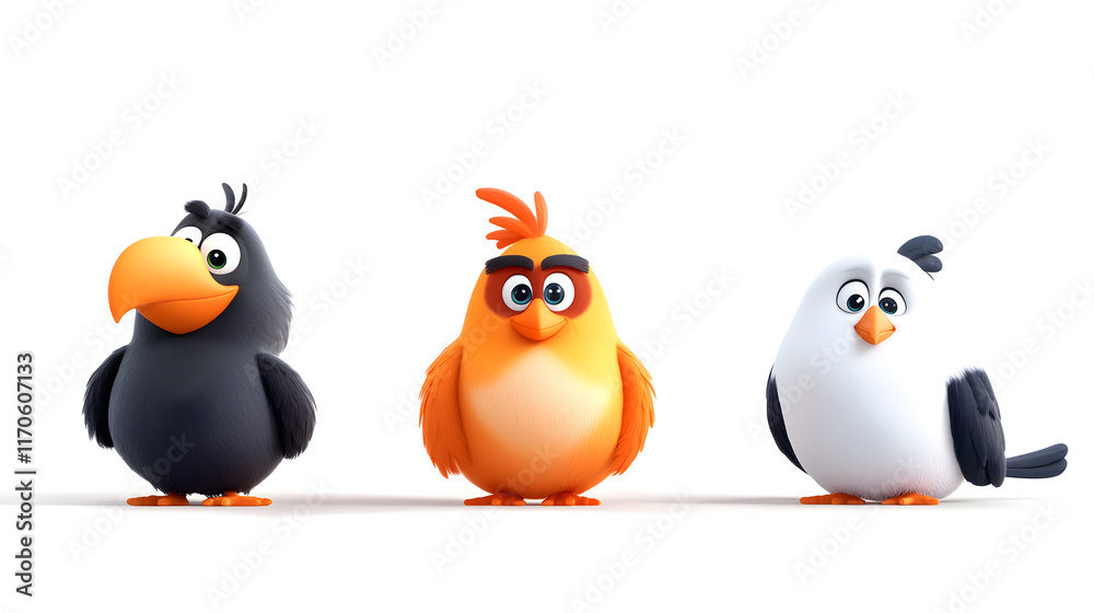 Naklejka premium Cute and funny cartoon characters that bring joy. clean lines, high contrast, minimalistic, ultra clear, high quality, no blurry