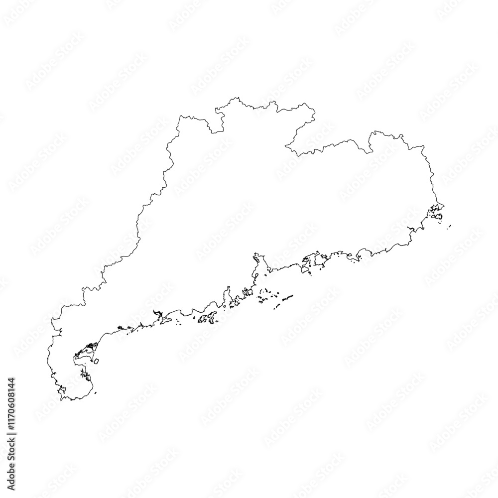 Guangdong province blank outline map