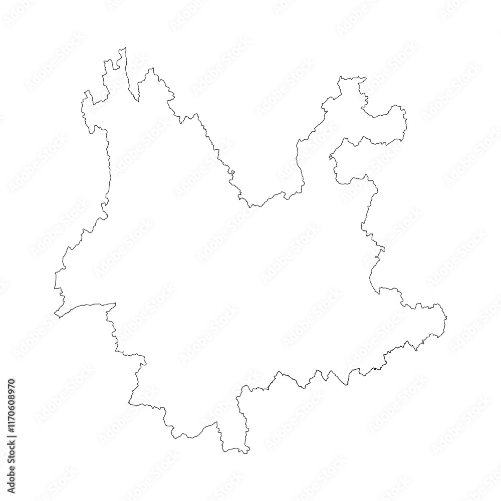 Fototapeta premium Yunnan province blank outline map
