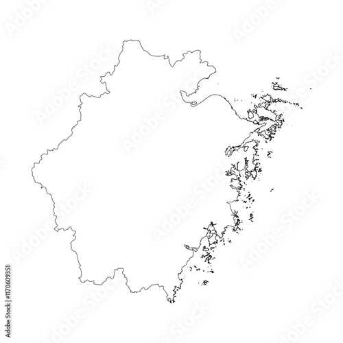 Zhejiang province blank outline map