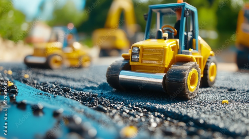 Obraz premium Vibrant Construction Scene with Detailed Equipment Focus