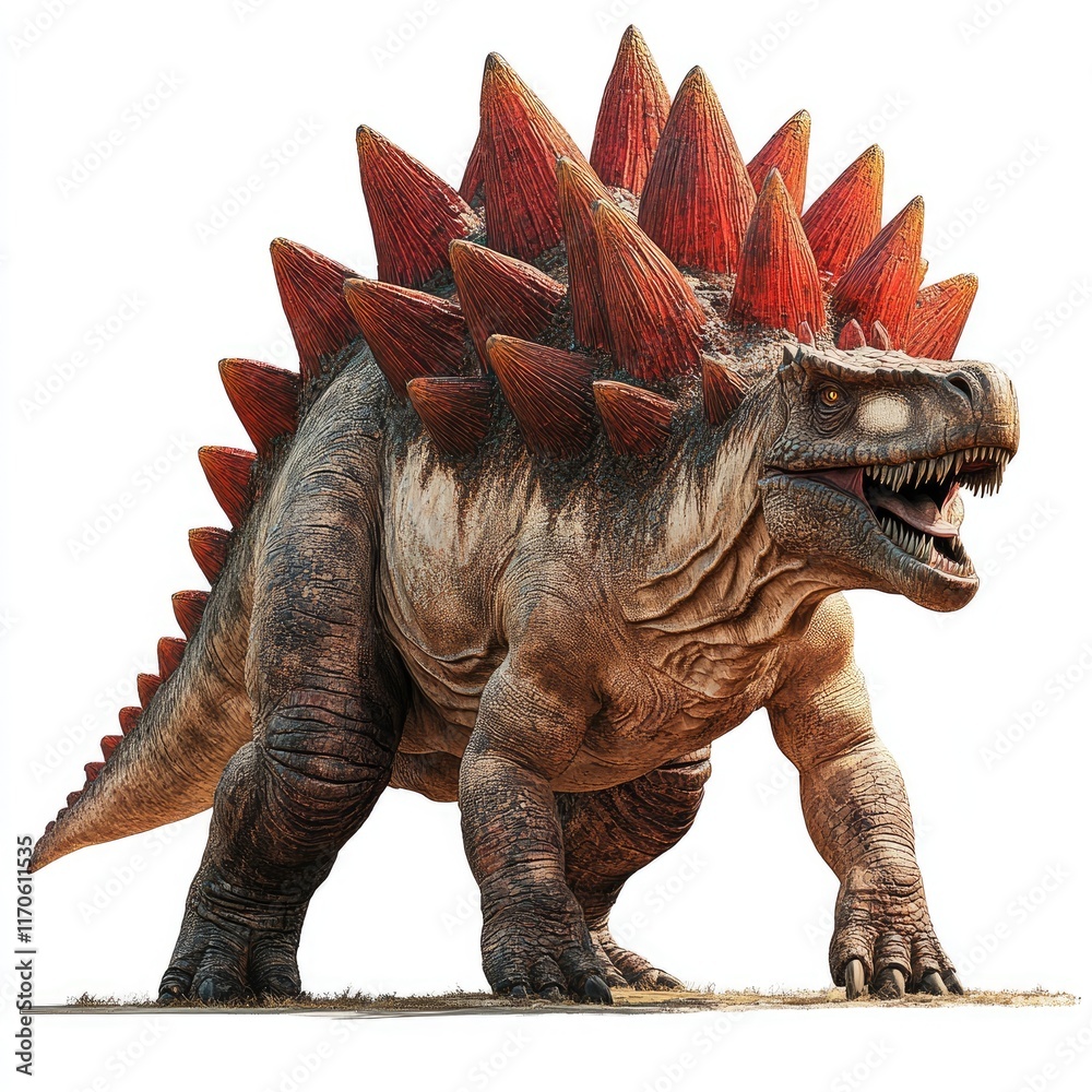 Fototapeta premium A fantastical creature resembling a dinosaur with spiky features and an aggressive stance.