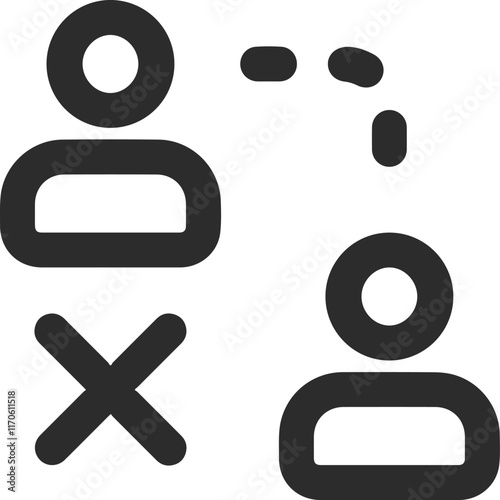 Users disconnect icon in outline style. Simple networking symbol vector illustration — pixel-perfect icon.
