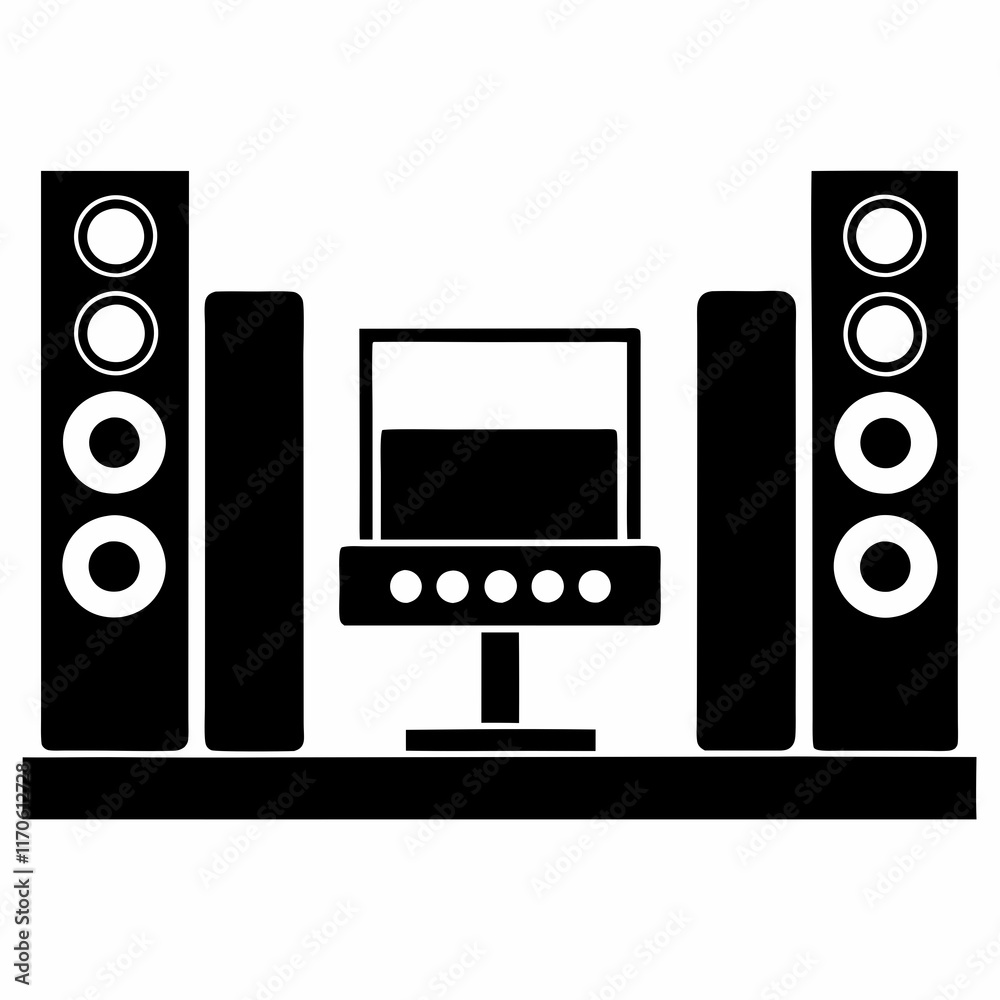 Home Theater Silhouette Vector Art Home Theater Silhouette Vector Art
