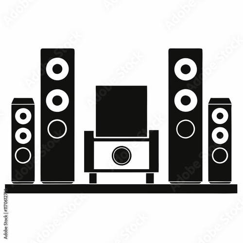 Home Theater Silhouette Vector Art