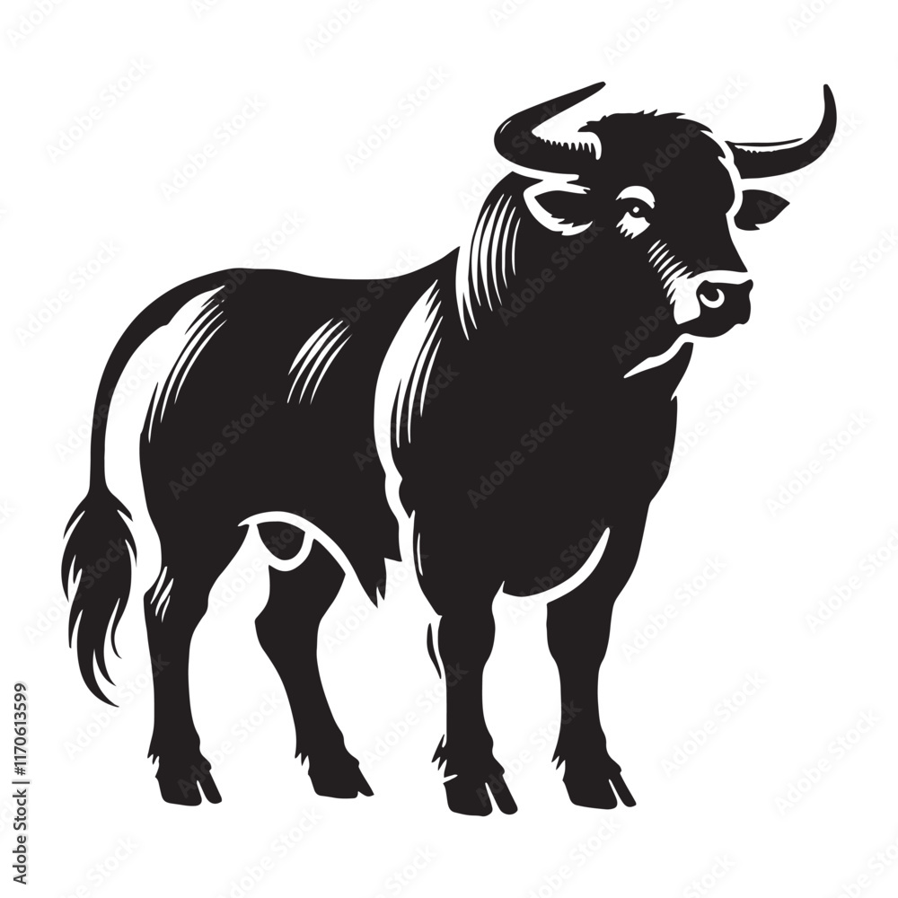 Fototapeta premium Creative ox silhouette for versatile design applications - Ox illustration - minimallest ox vector 