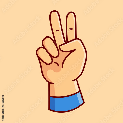 Peace Hand Gesture Vector Illustration Icon. Flat Cartoon Style