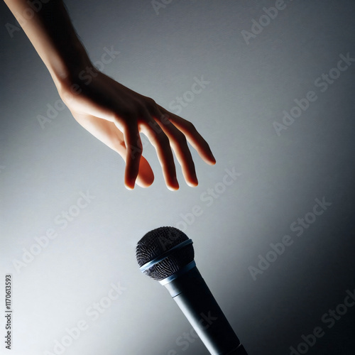 hand on stage dropping microphone