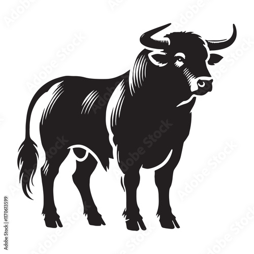 Creative ox silhouette for versatile design applications - Ox illustration - minimallest ox vector
