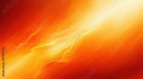 Vibrant Abstract Orange Background with Glowing Rays and Fluid Brush Strokes