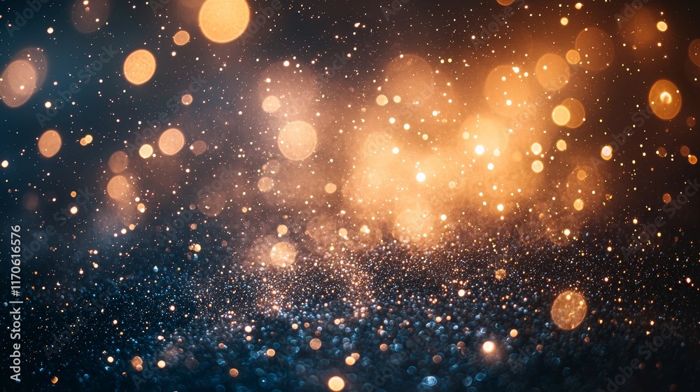 A defocused shot of a starry sky, with twinkling points of light forming a delicate, glittery pattern