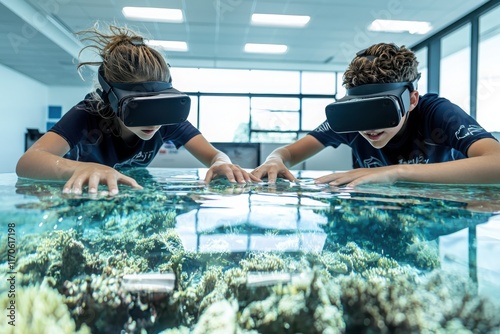 Interactive marine biology class coral reef ecosystems virtual reality experience educational environment engaging viewpoint immersive learning photo