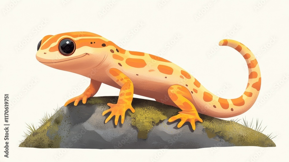 Obraz premium Cute orange gecko perched on a rock.