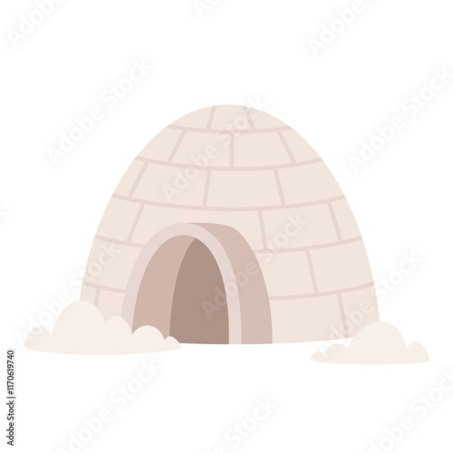 Igloo clipart, cute arctic object. Hand draw vector illustration in flat style