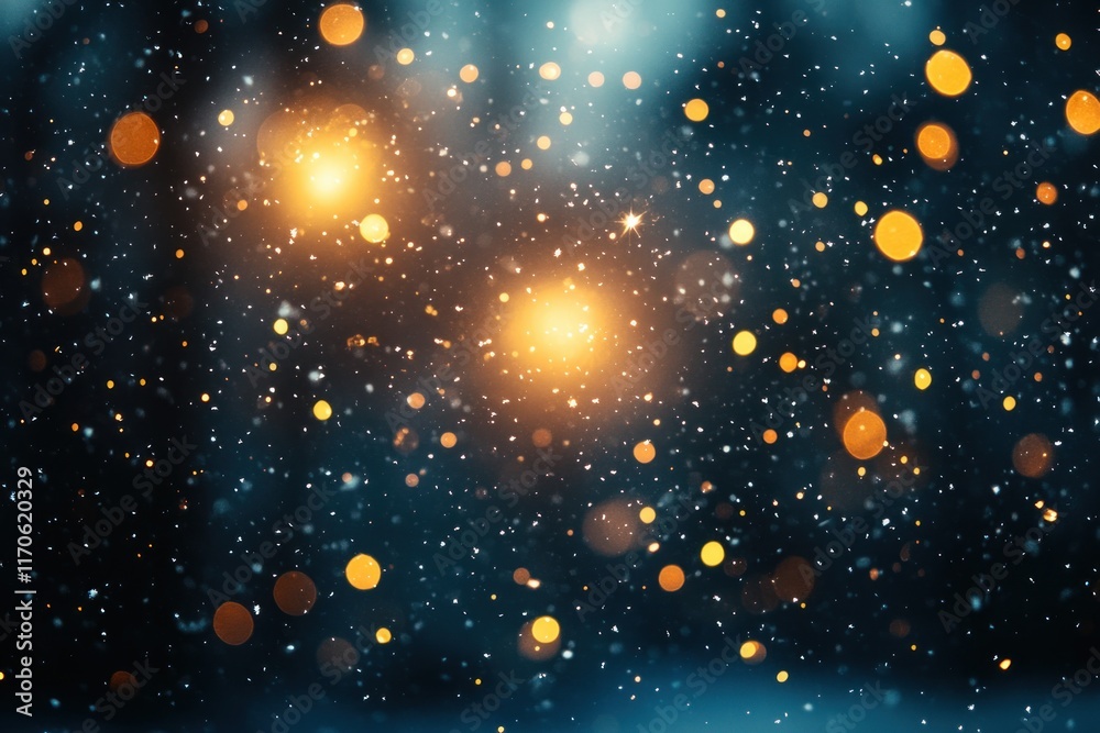 Serene Winter Scene with Snowflakes Soft Bokeh Lights and Dreamy Atmosphere Serene Winter Scene with Snowflakes Soft Bokeh Lights and Dreamy Atmosphere