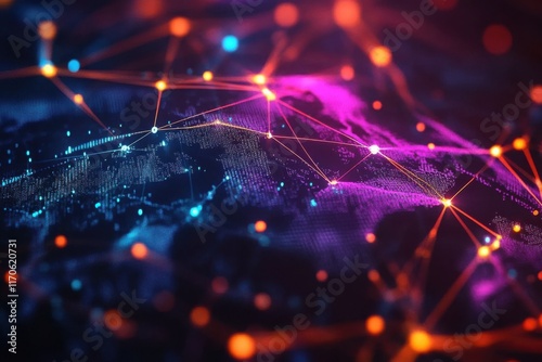 abstract technology background depicts interconnectedness of communication technology for internet- showcasing a global world network of telecommunication enhanced by artificial intelligence- symboli photo