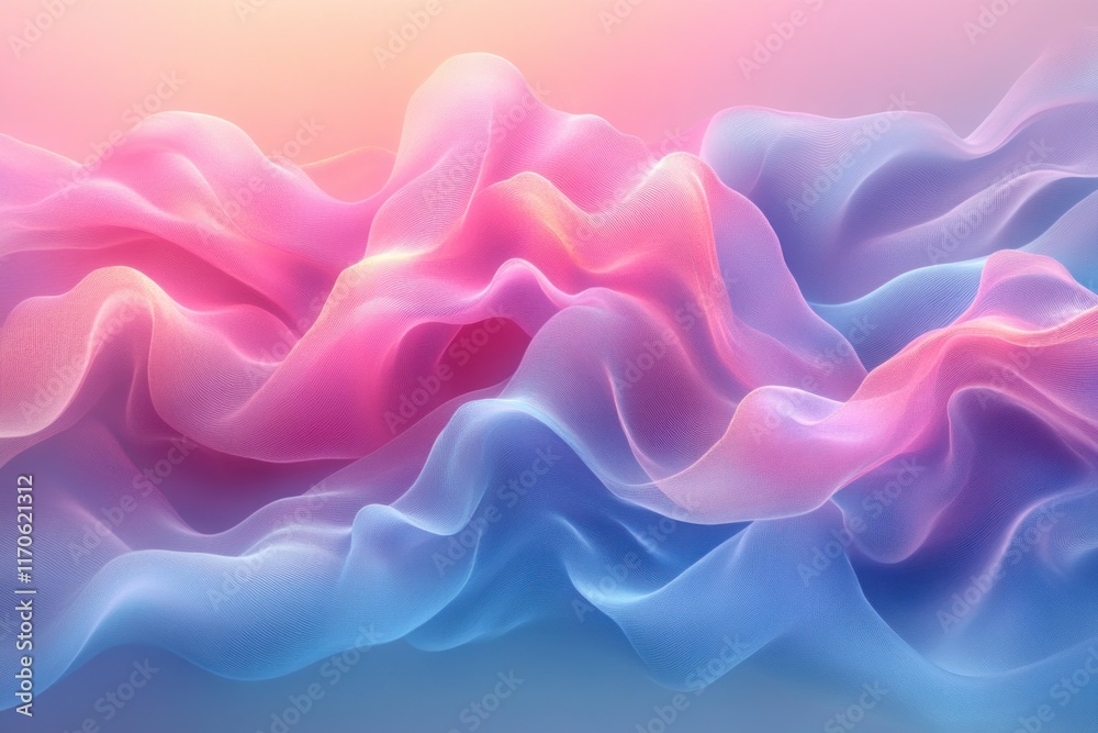 Obraz premium Soft Pastel Abstract Background with Flowing Waves in Pink and Blue