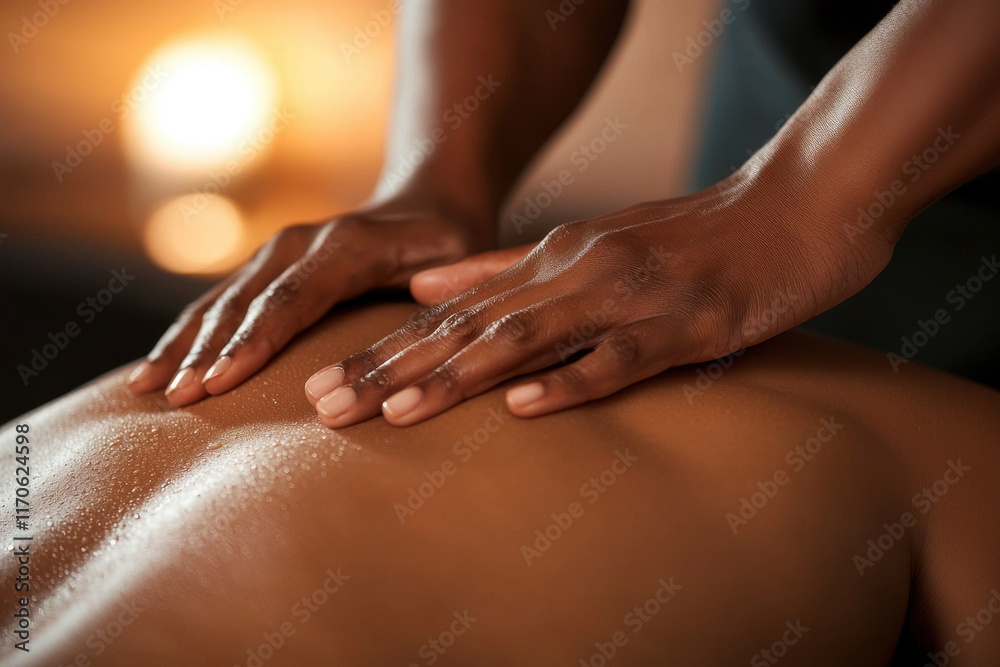 Relaxing back massage in warm lighting Relaxing back massage in warm lighting