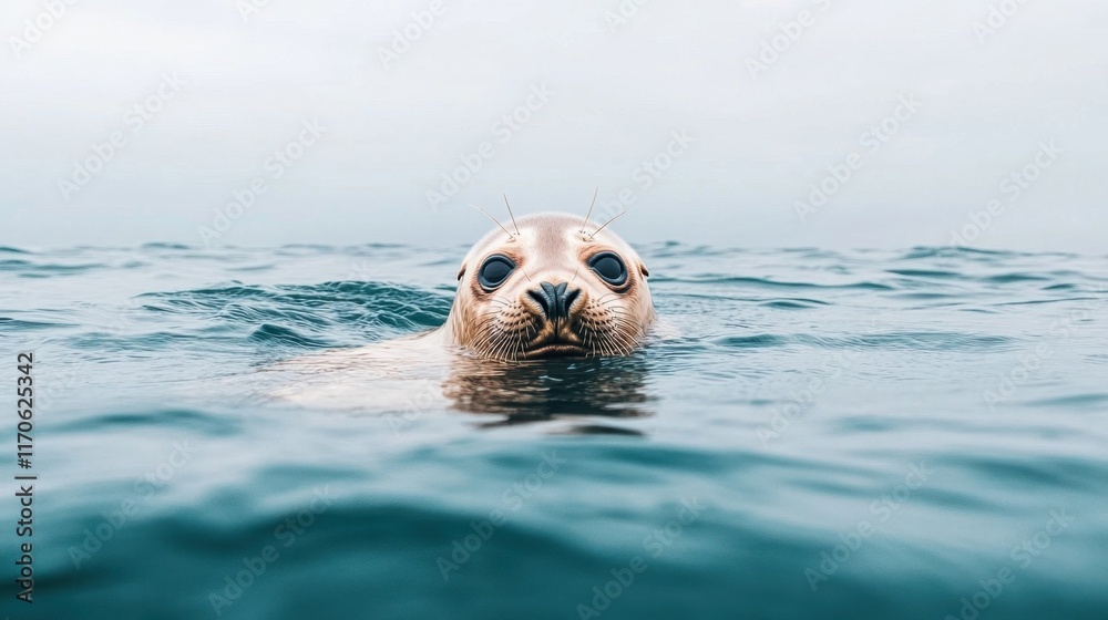 Fototapeta premium A seal is swimming in the ocean