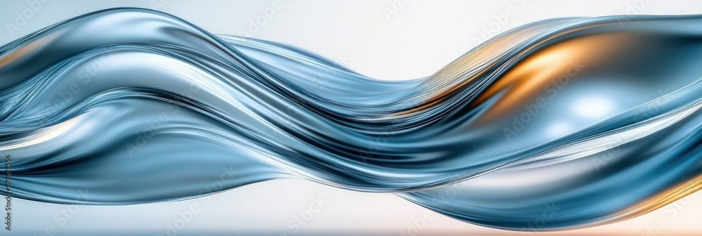 Abstract Flowing Waves in Blue and Silver Tones with Smooth Gradients and Gentle Lighting Abstract Flowing Waves in Blue and Silver Tones with Smooth Gradients and Gentle Lighting