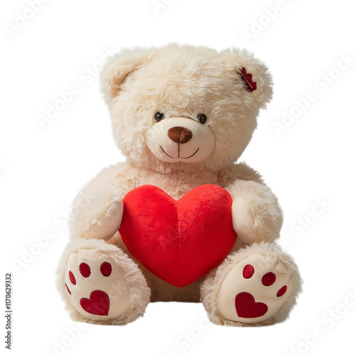 A photo of a fluffy cream-colored teddy bear in a bright setting, suitable for cozy and comforting stock imagery photo