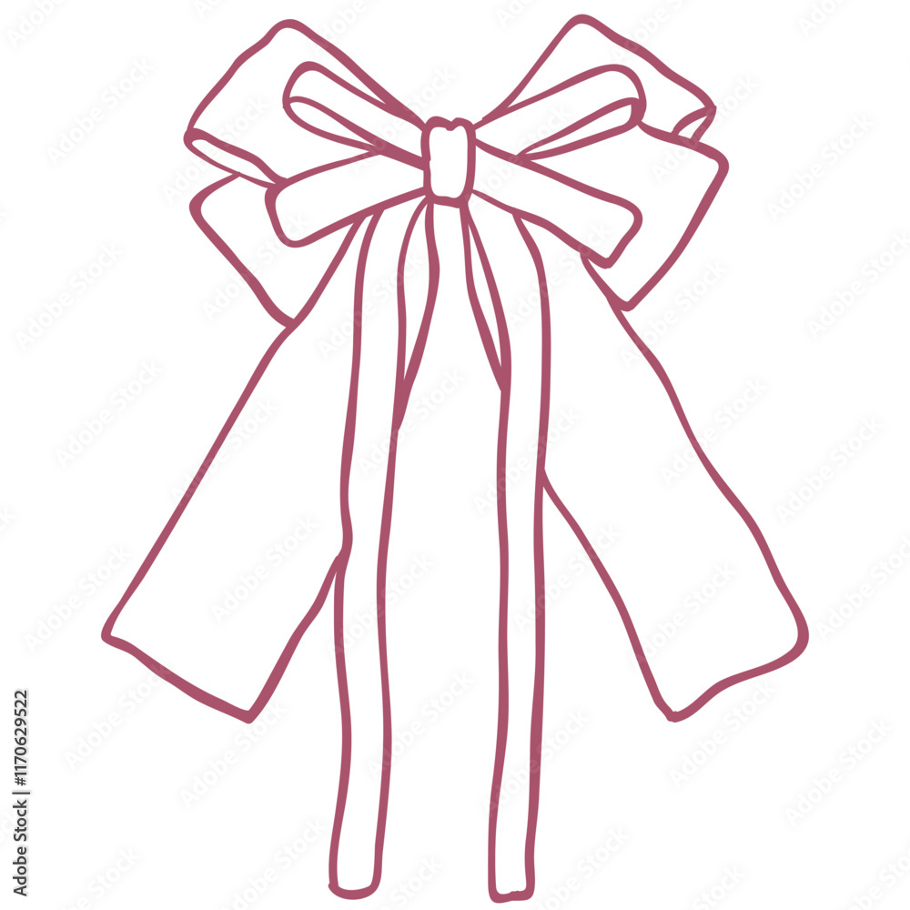 Hand-Drawn Red Vector Bow. Illustration Hand-Drawn Red Vector Bow. Illustration