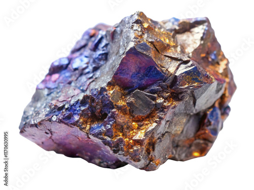 Metallic mineral rock isolated on white background