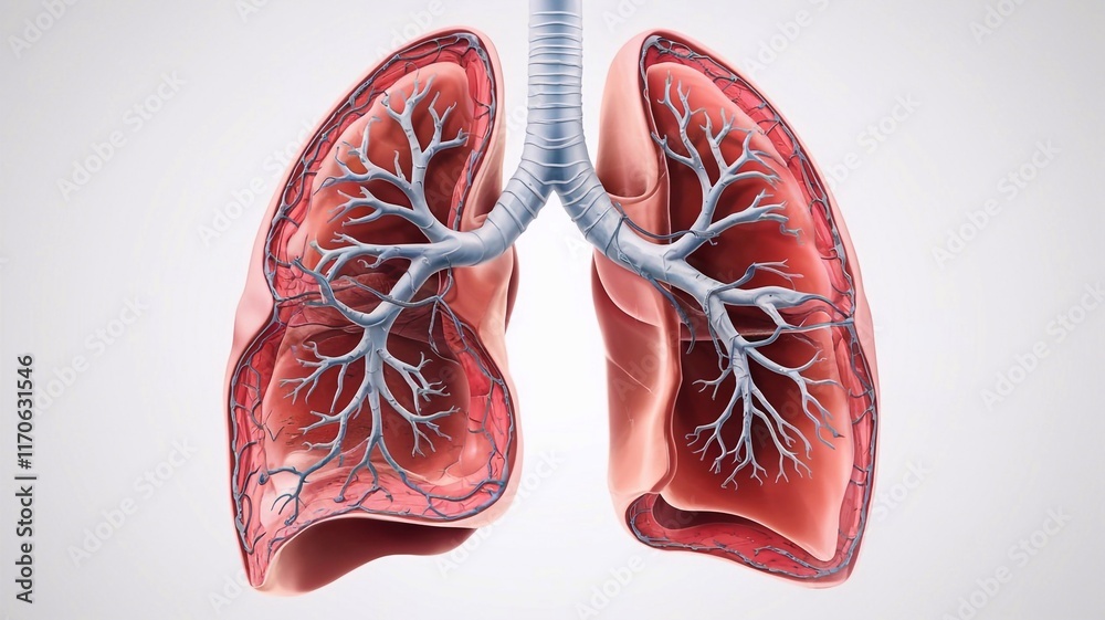human lungs with detailed vascular network isolated on white background human lungs with detailed vascular network isolated on white background