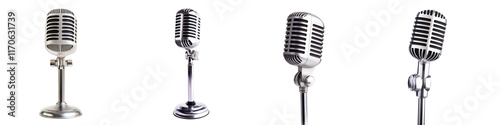 Vintage Retro Metallic Microphone for Audio Recording Broadcasting Music Performance and Communication