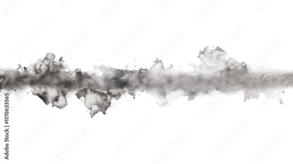 Obraz premium Faded gray watercolor strip isolated on transparent background