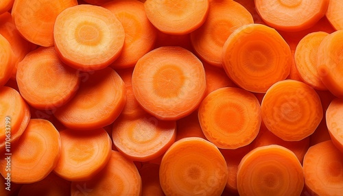Closeup of fresh carrot slices background