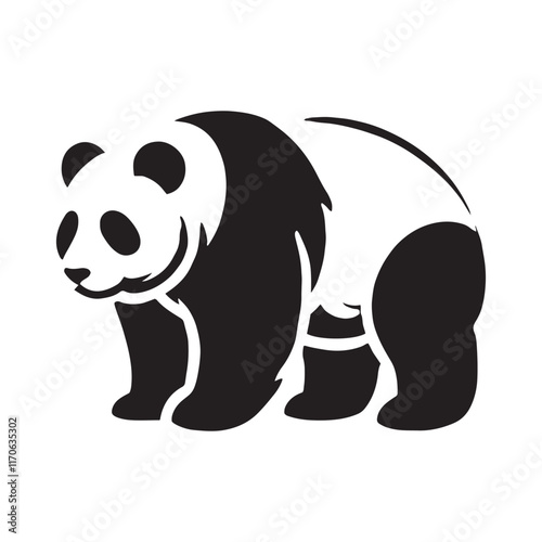 Detailed panda silhouette for unique creative uses - Panda black vector
