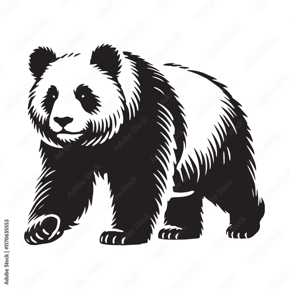 Naklejka premium Bold panda silhouette for creative digital projects - Panda illustration - minimallest panda vector 