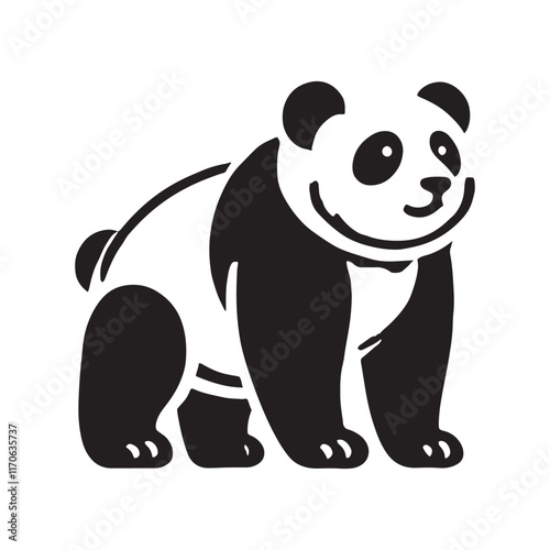 Simplified panda silhouette for creative design applications - Panda illustration - minimallest panda vector
 photo